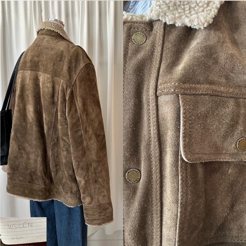 Vintage Wilson’s Leather Brown Weathered Suede Sherpa Lined Men’s Jacket. - Picture 8 of 8